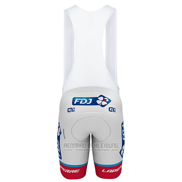 2017 Fahrradbekleidung FDJ Wei Trikot Kurzarm und Tragerhose